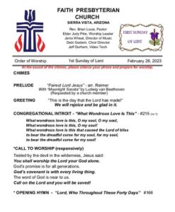 thumbnail of 02-26-2023 – First Sunday in Lent Bulletin